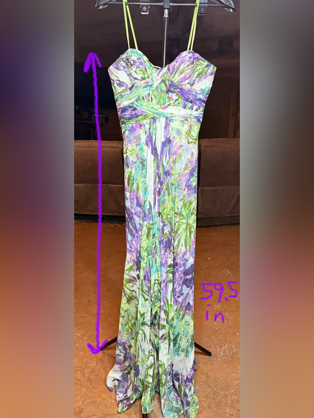 Aidan Mattox Floral Chiffon Gown Size 14 Formal Prom Wedding Maxi Dress